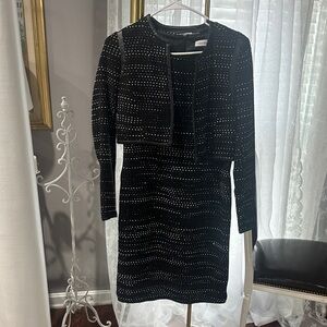 Calvin Klein Black Studded Long Sleeve Dress Set